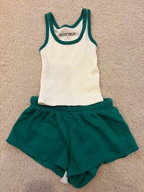 Katie J NYC Tank and Green Dylan Shorts, Size M and L Tween